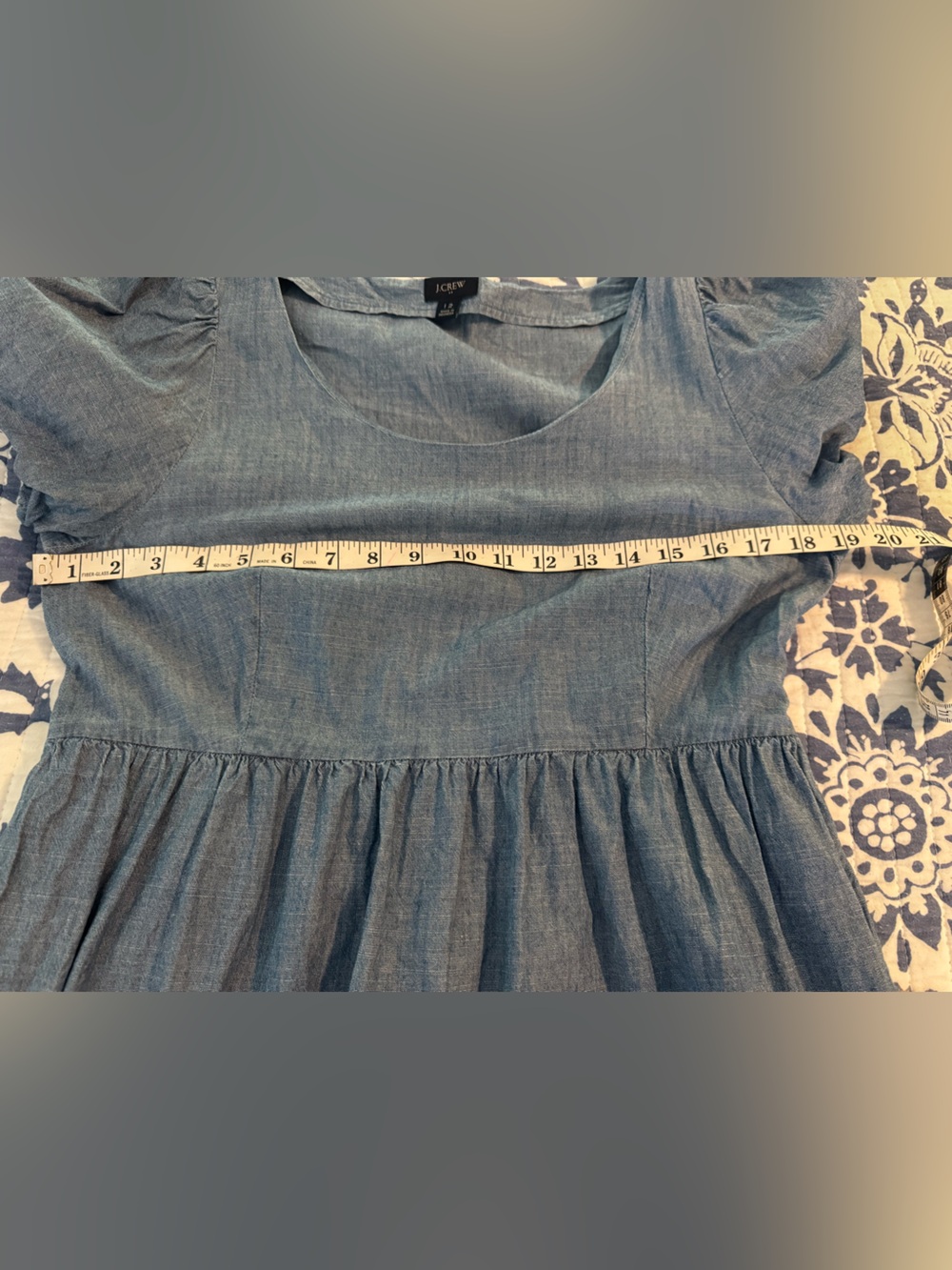 J. Crew Light Blue Chambray Puff-Sleeve Tiered Midi Dress - Picture 5 of 6